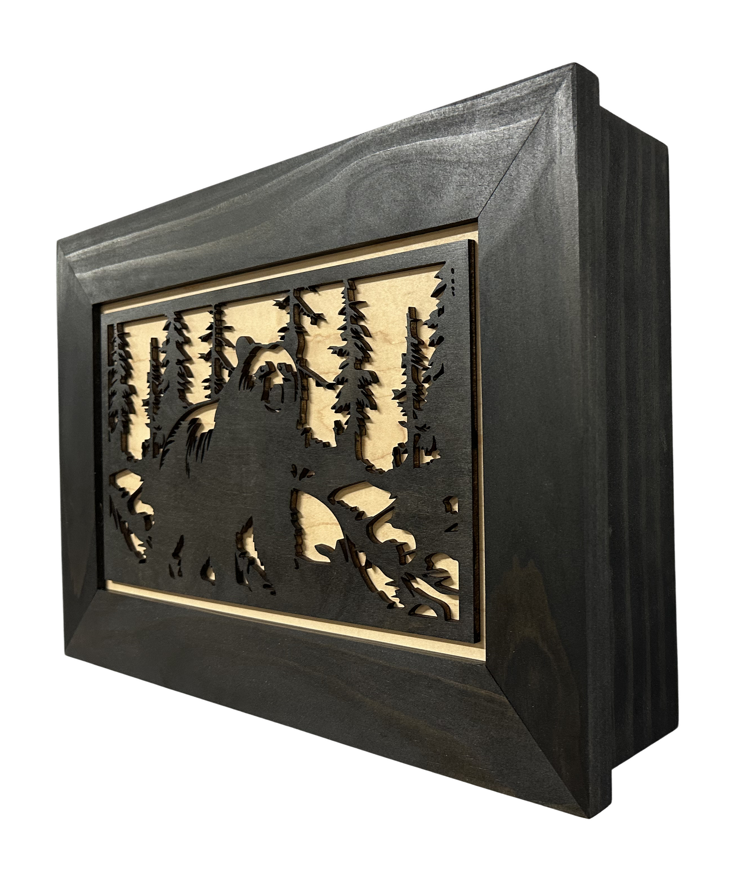 Hidden Gun Cabinet Black Bear Wall Decor – Concealed Furniture Secure Gun Cabinet