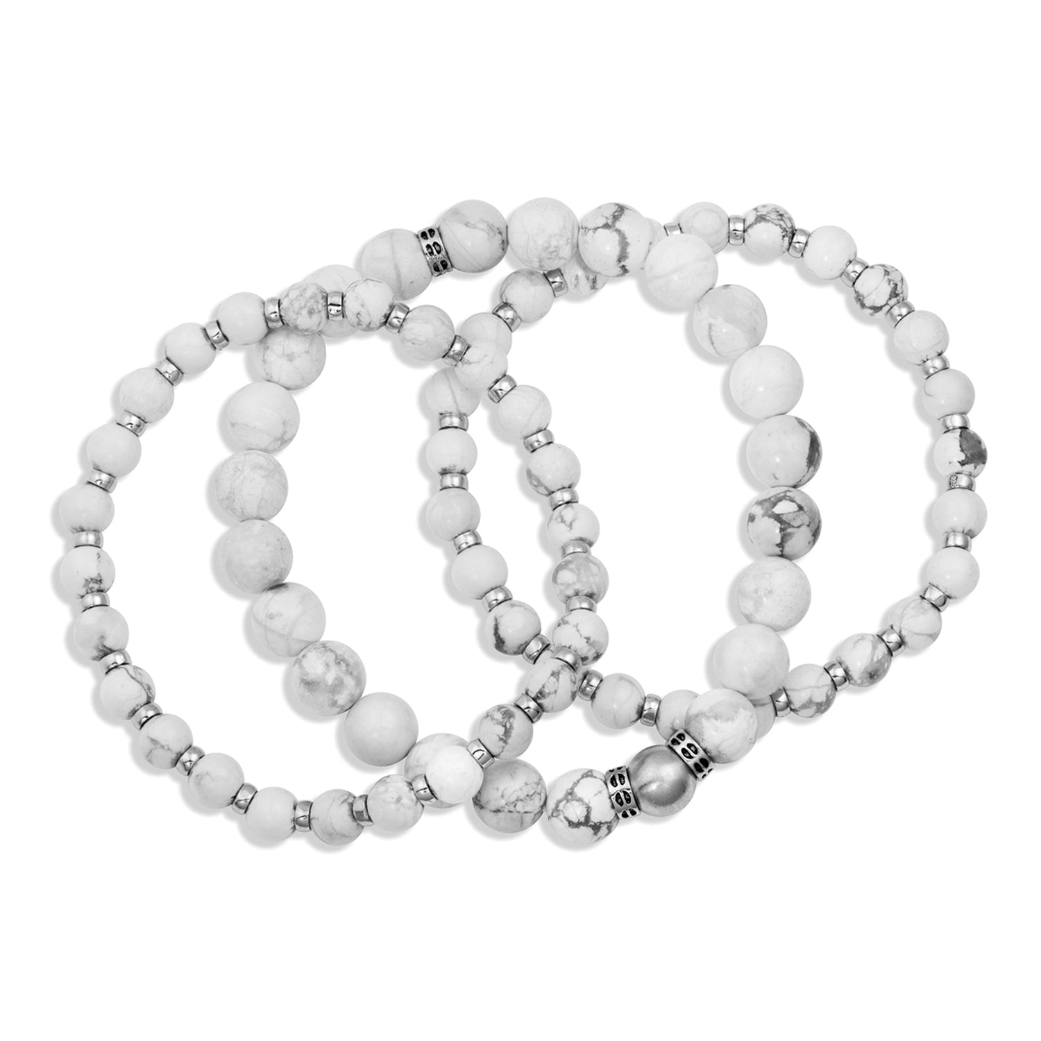 Quiet Snow Triple Strand Howlite Bracelets