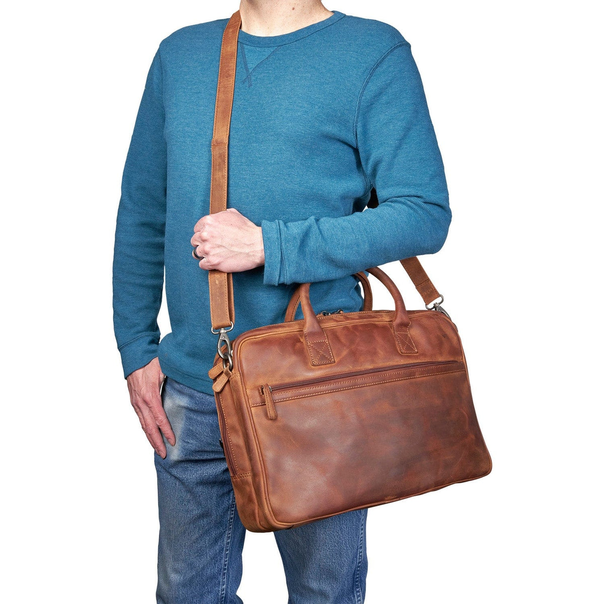 Concealed Carry Hayden Leather Computer Briefcase with RFID Organizer
