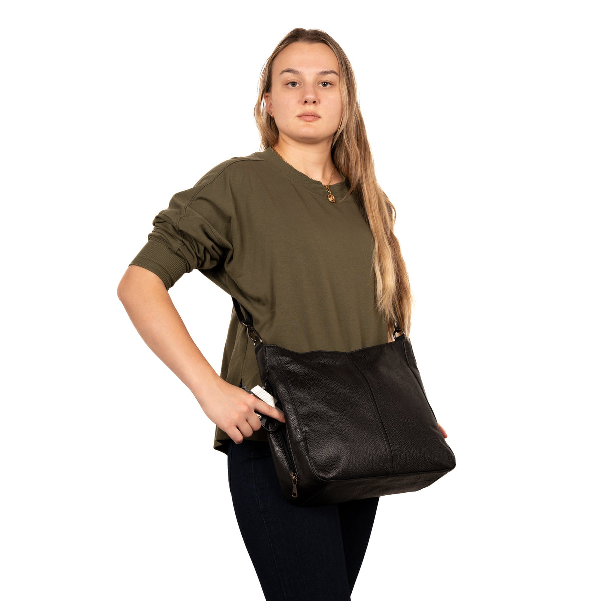 Concealed Carry Ava Leather Hobo by Lady Conceal
