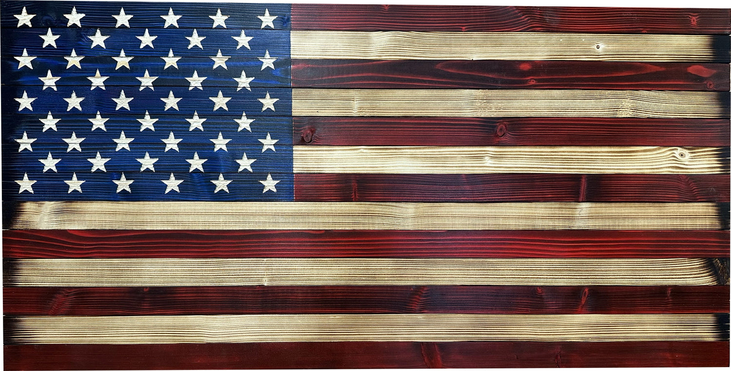 Large American Flag Gun Safe - Quick Access Hidden Gun Safe for Rifles, Shotguns, & Handguns - Gun Concealment Furniture with Magnetic Lock - Gun Self Hidden Storage (Red and Blue)