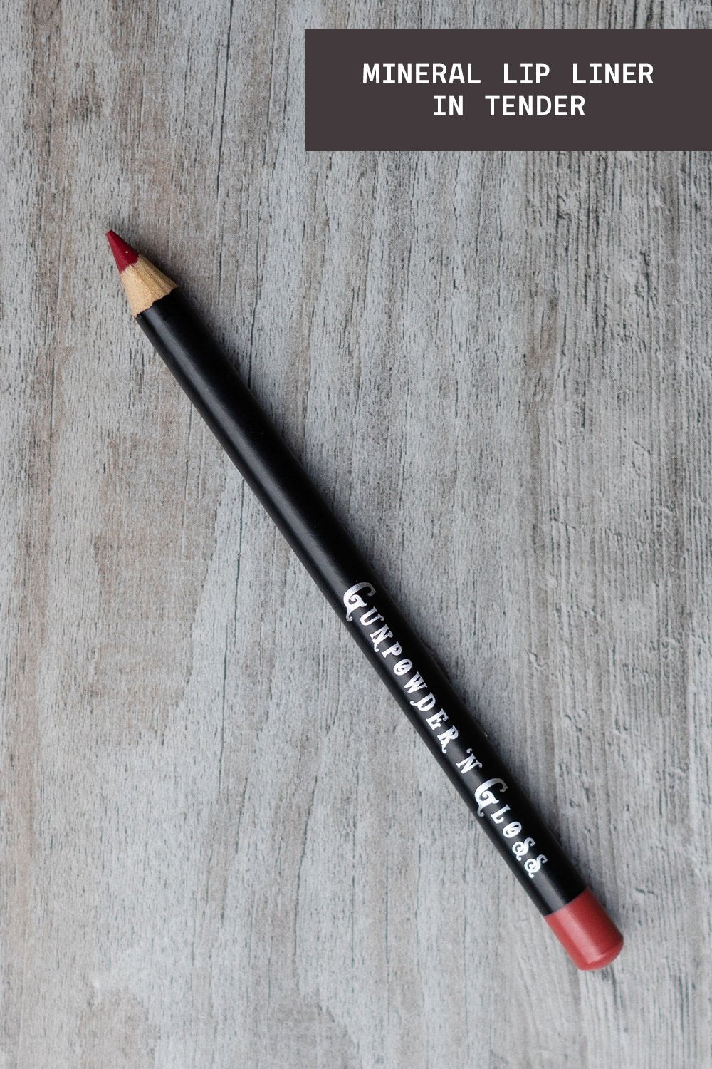 Mineral Lip Liner in Tender, a soft red brown. Made in the USA by Gunpowder N Gloss • Proudly sold on LIVInOutdoors