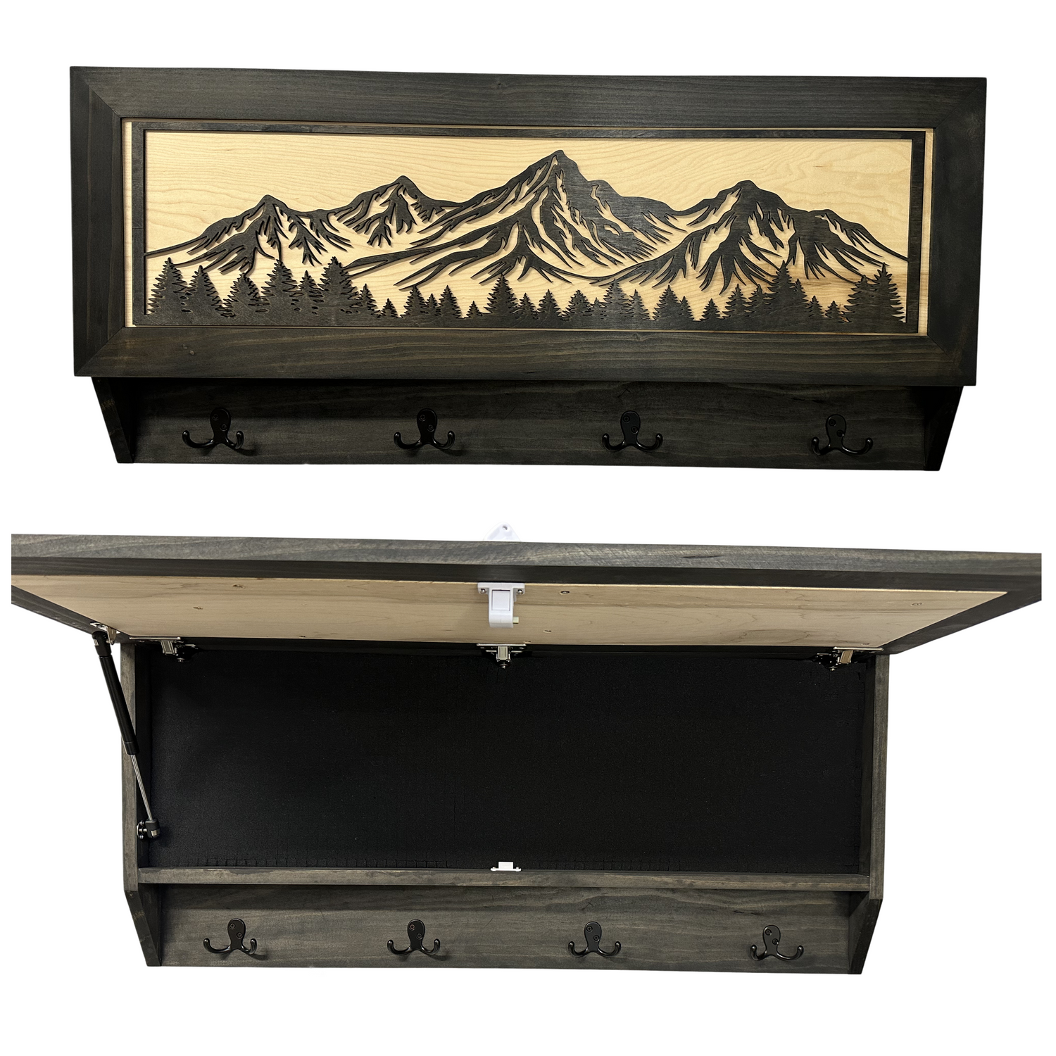 Mountain Scene Concealed Gun Storage Coat, Key, Bag Storage
