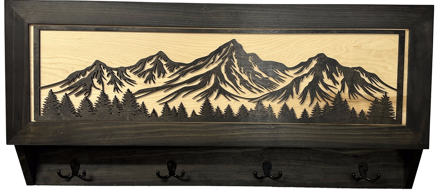 Mountain Scene Concealed Gun Storage Coat, Key, Bag Storage
