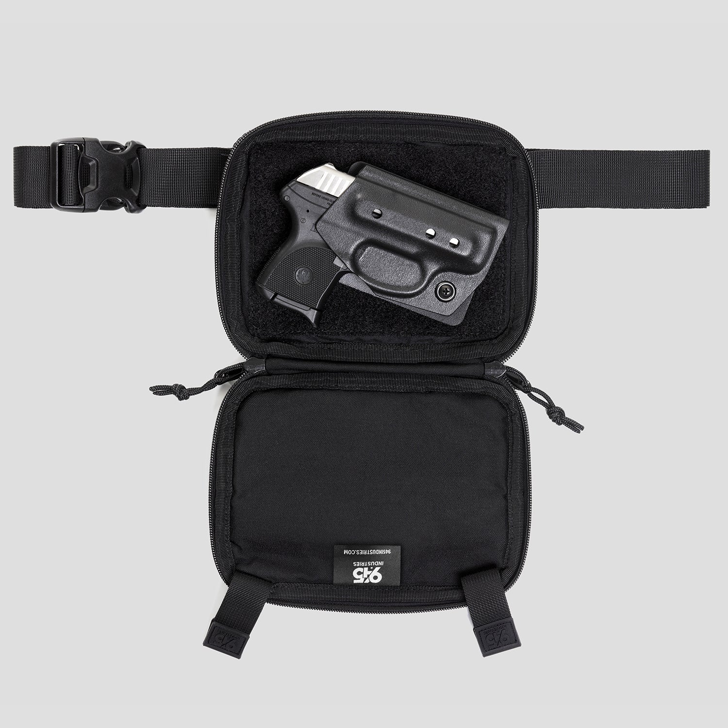 QAPS LOW PROFILE CORDURA® CONCEALMENT BAG (SMALL) VELCRO FRONT BLACK WITH IWB ADAPTER