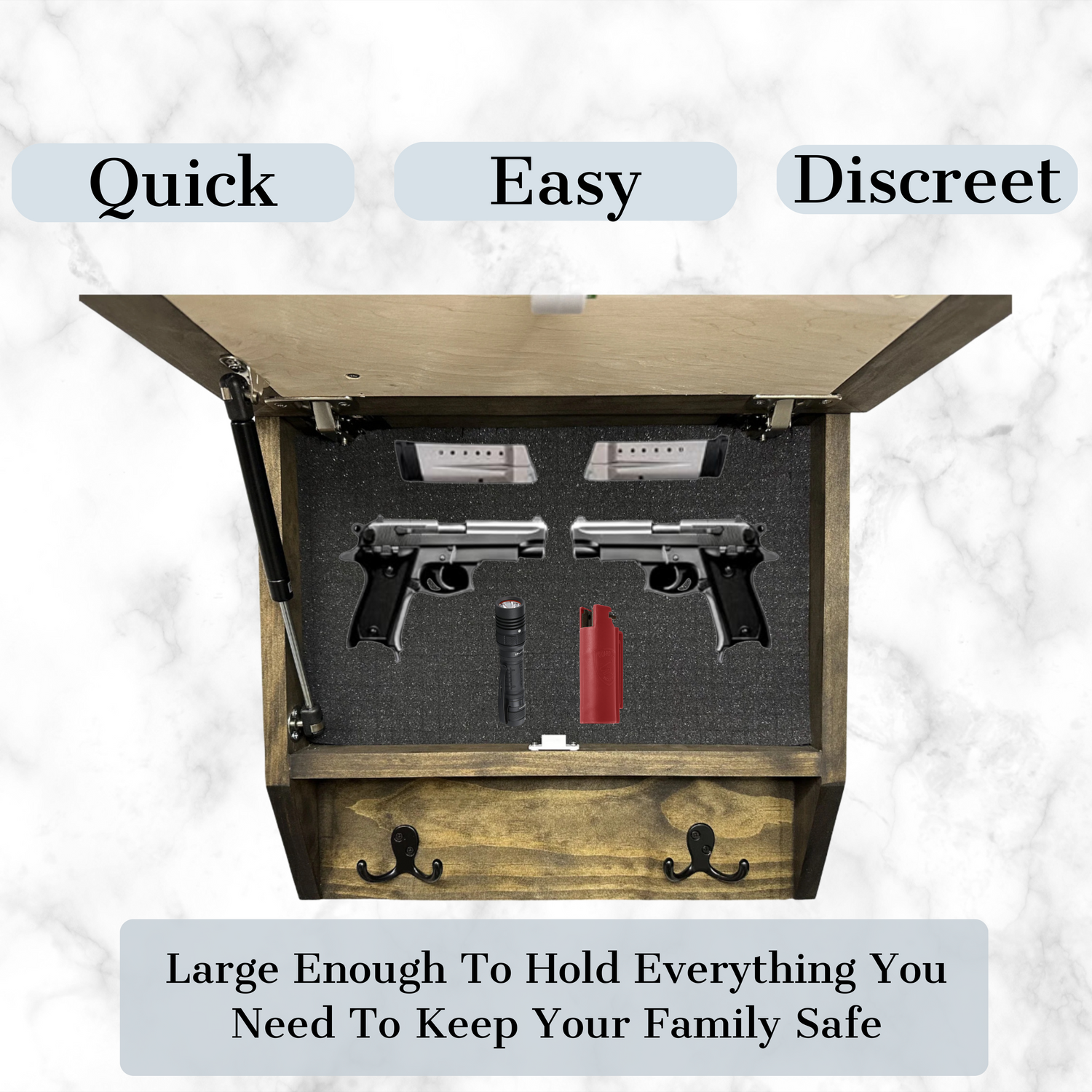 Rustic Diamond Hidden Gun Cabinet – Ornate Concealment Coat Rack with Multi-Purpose Hooks