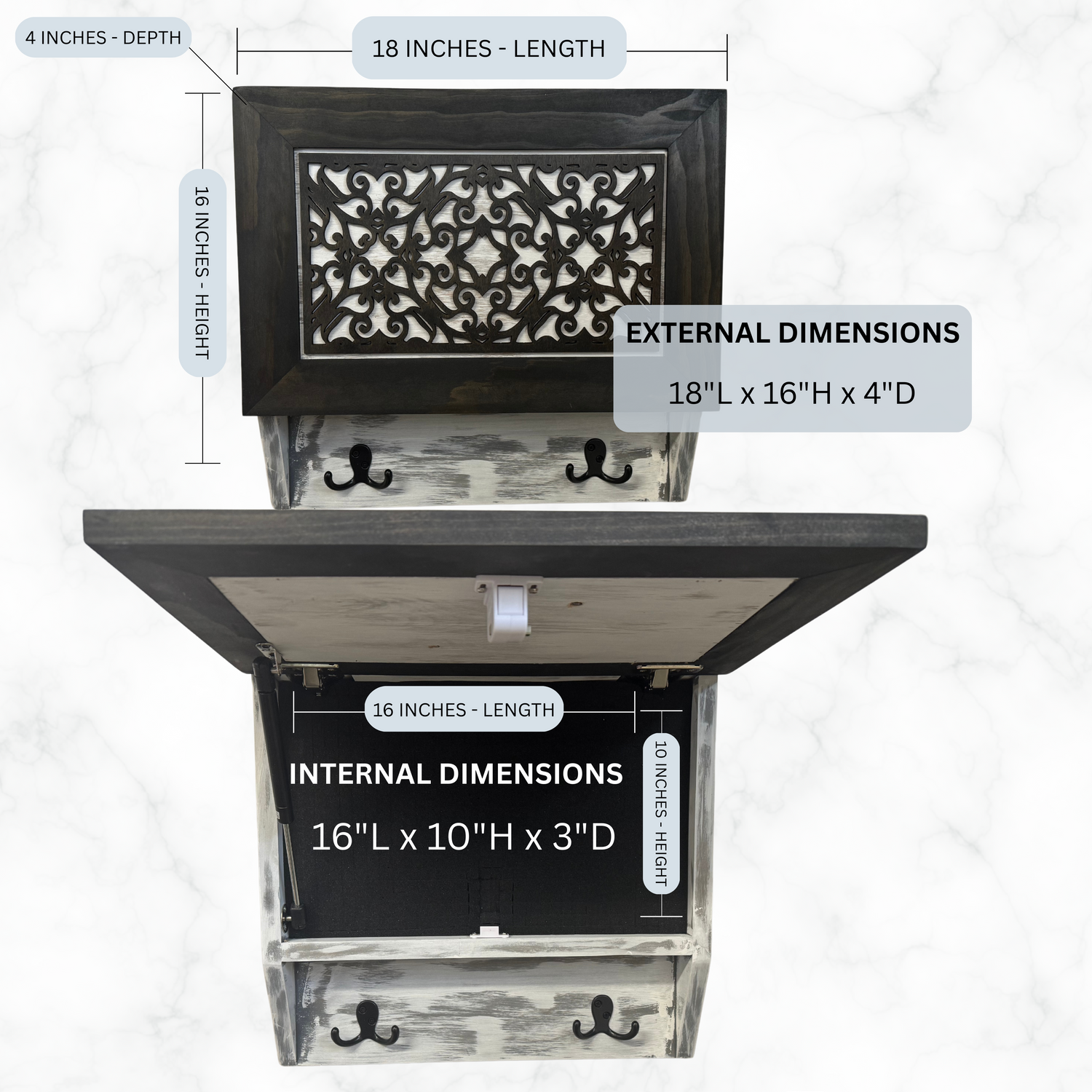 Rustic Diamond Hidden Gun Cabinet – Ornate Concealment Coat Rack with Multi-Purpose Hooks