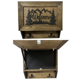 Rustic Mountain Welcome Wall-Mounted Gun Cabinet – Concealed Lockable Storage for Your Home