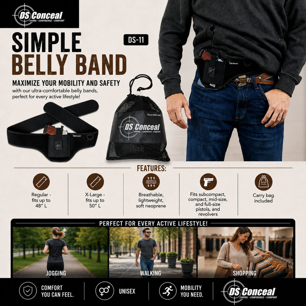 Unisex Simple Belly Band by DS Conceal