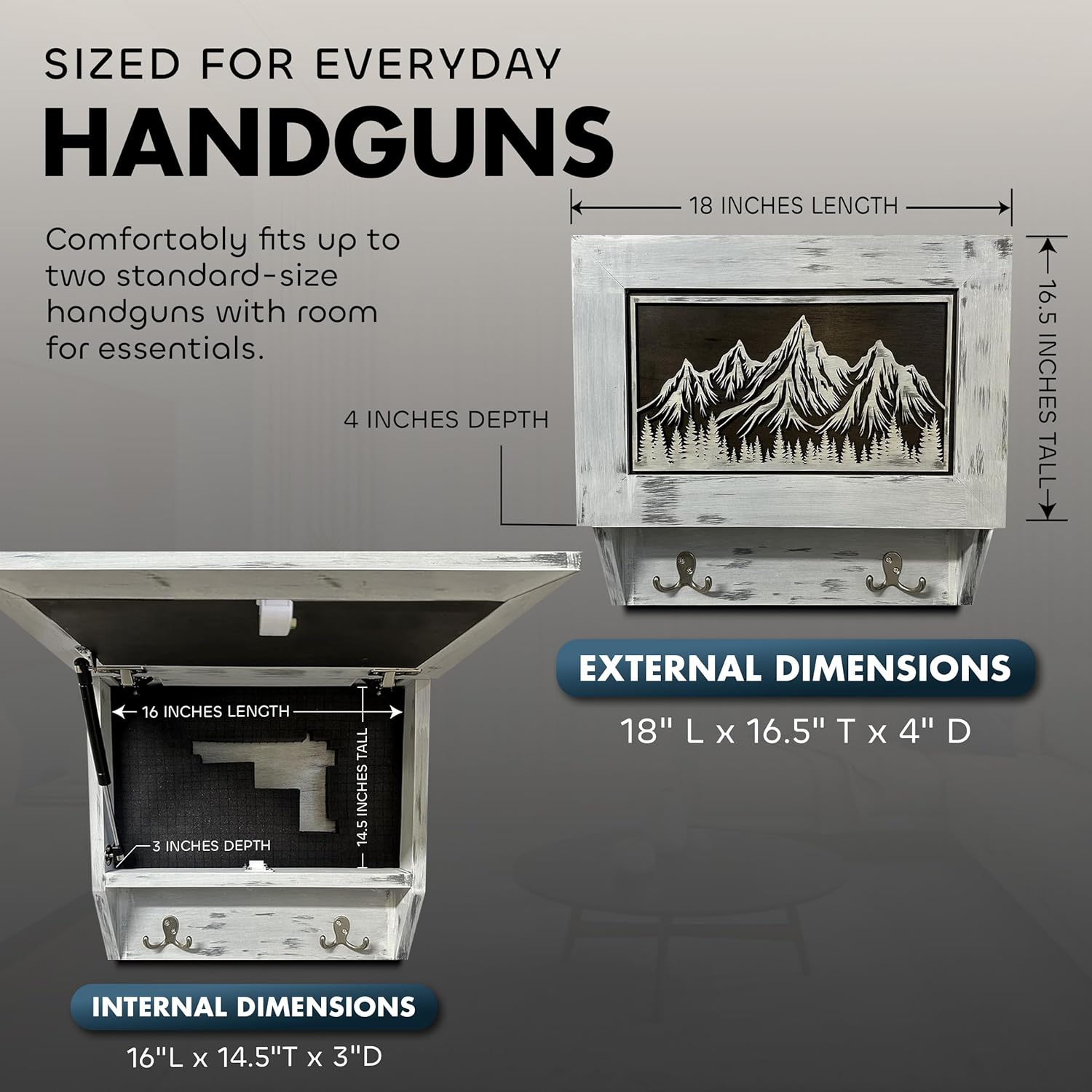 Hidden Gun Safe Coat Rack Snow Mountain Wall Decoration Concealed Shelf Firearm Cabinet