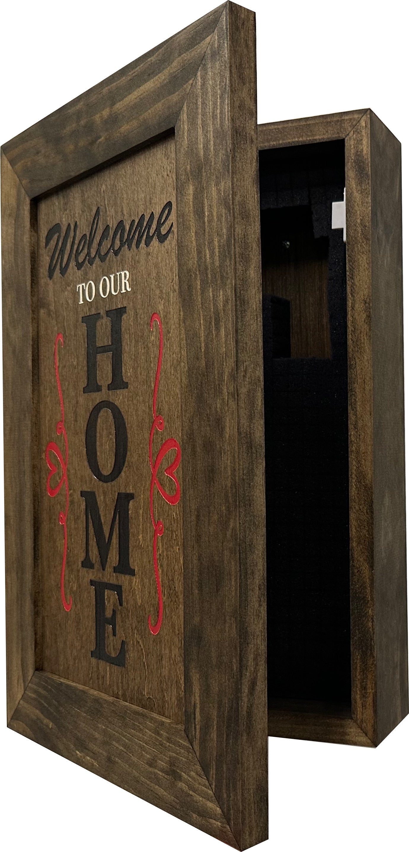 Hidden Gun Storage Cabinet Welcome to Our Home, Jacobean, Concealed Pistol Safe, Concealment Furniture, Handmade in the USA, Home Self Defense