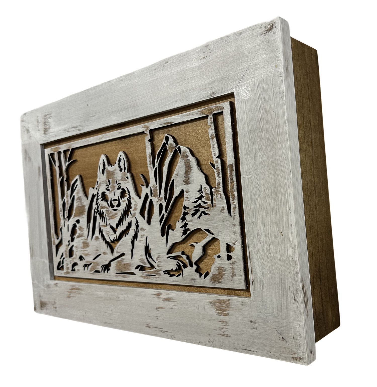 White Wolf Gun Concealment Furniture - Handcrafted Hidden Gun Storage Wall Decor - Hidden Gun Shelf with Magnetic Lock for Quick Access