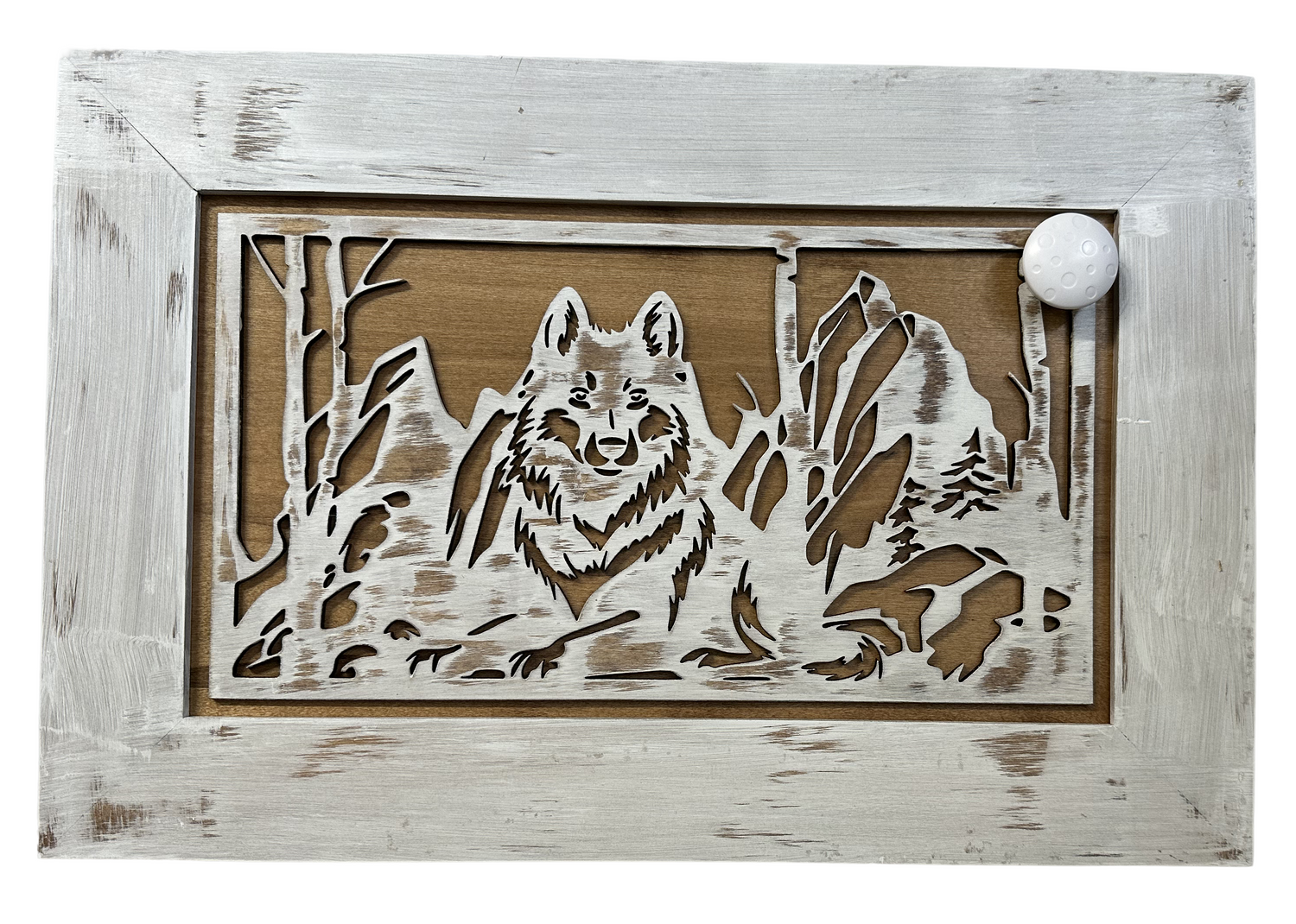 White Wolf Gun Concealment Furniture - Handcrafted Hidden Gun Storage Wall Decor - Hidden Gun Shelf with Magnetic Lock for Quick Access
