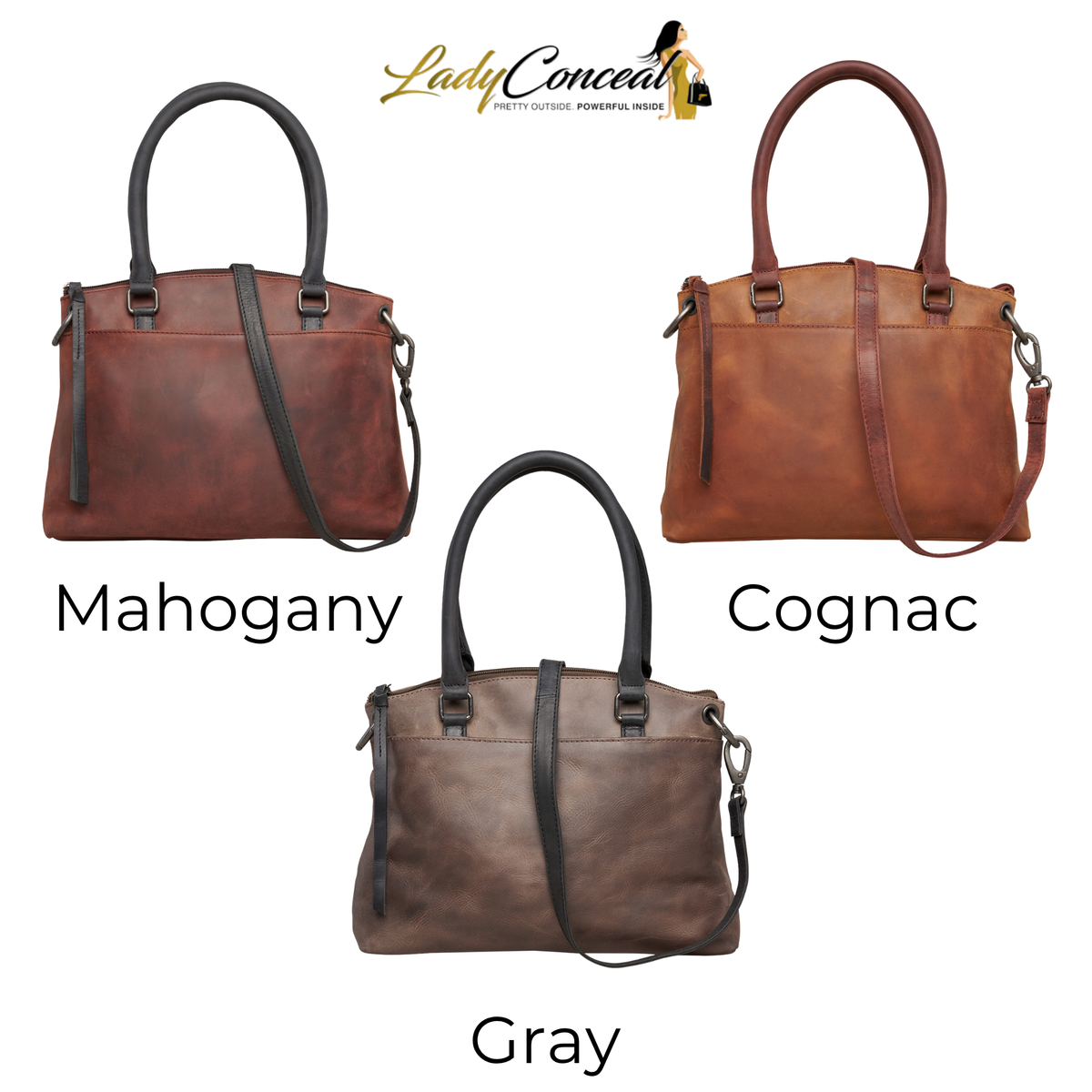 Concealed Carry Whitely Leather Satchel by Lady Conceal
