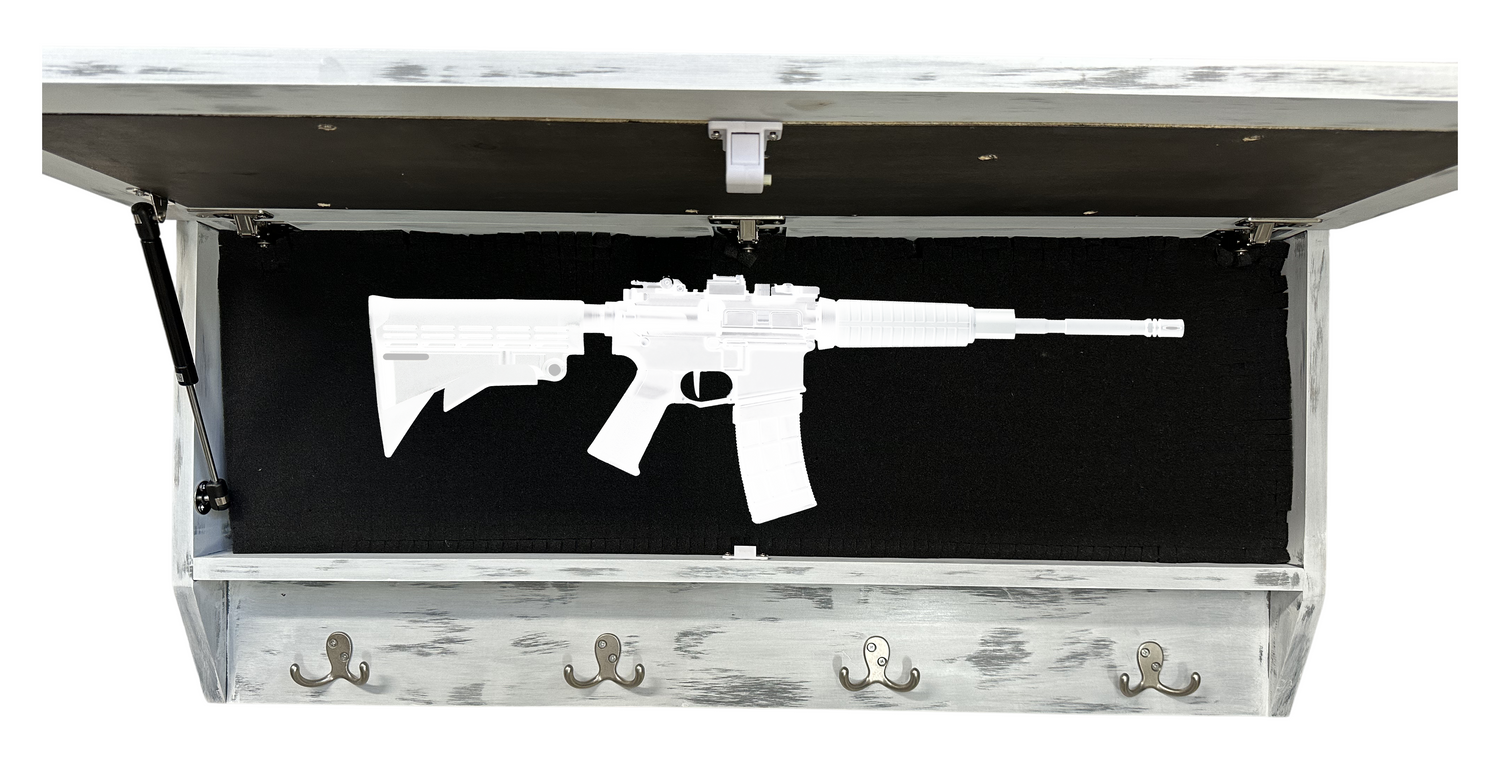 Winter Family Tree Gun Concealment Decor - Handcrafted Wooden Gun Cabinets - Gun Shelf Hidden Storage for Rifles, Shotguns, & Handguns - Quick Access Hidden Wall Safe