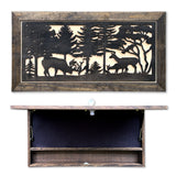 Deer Scene Gun Concealment Decor - Handcrafted Wooden Gun Cabinets - Gun Shelf Hidden Storage for Rifles, Shotguns, & Handguns - Quick Access Hidden Wall Safe (Extra Large)