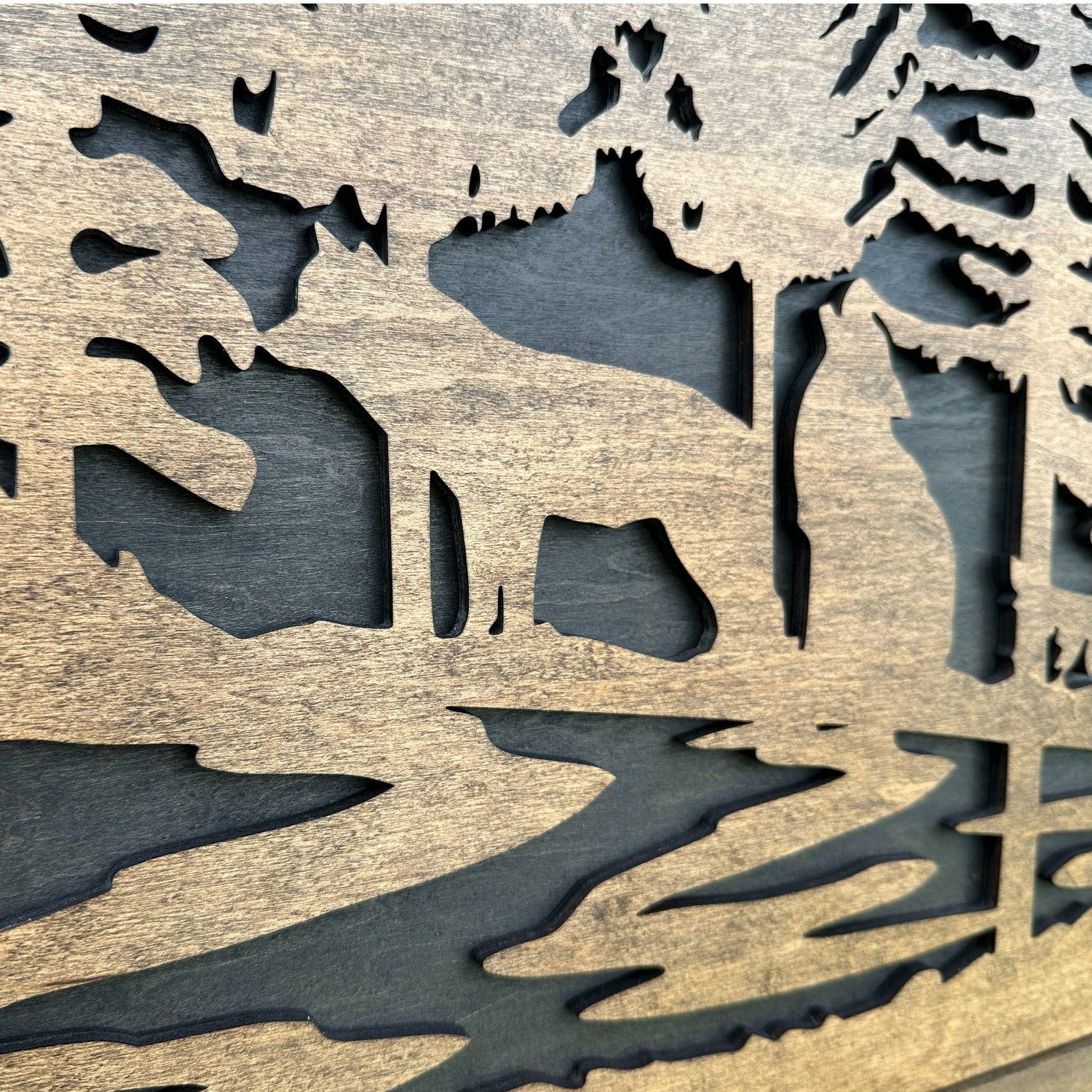 Wolf Wall Art Gun Concealment Furniture - Handcrafted Wooden Gun Cabinets - Gun Shelf Hidden Storage for Rifles, Shotguns, & Handguns - Quick Access Hidden Wall Safe (Extra Large)