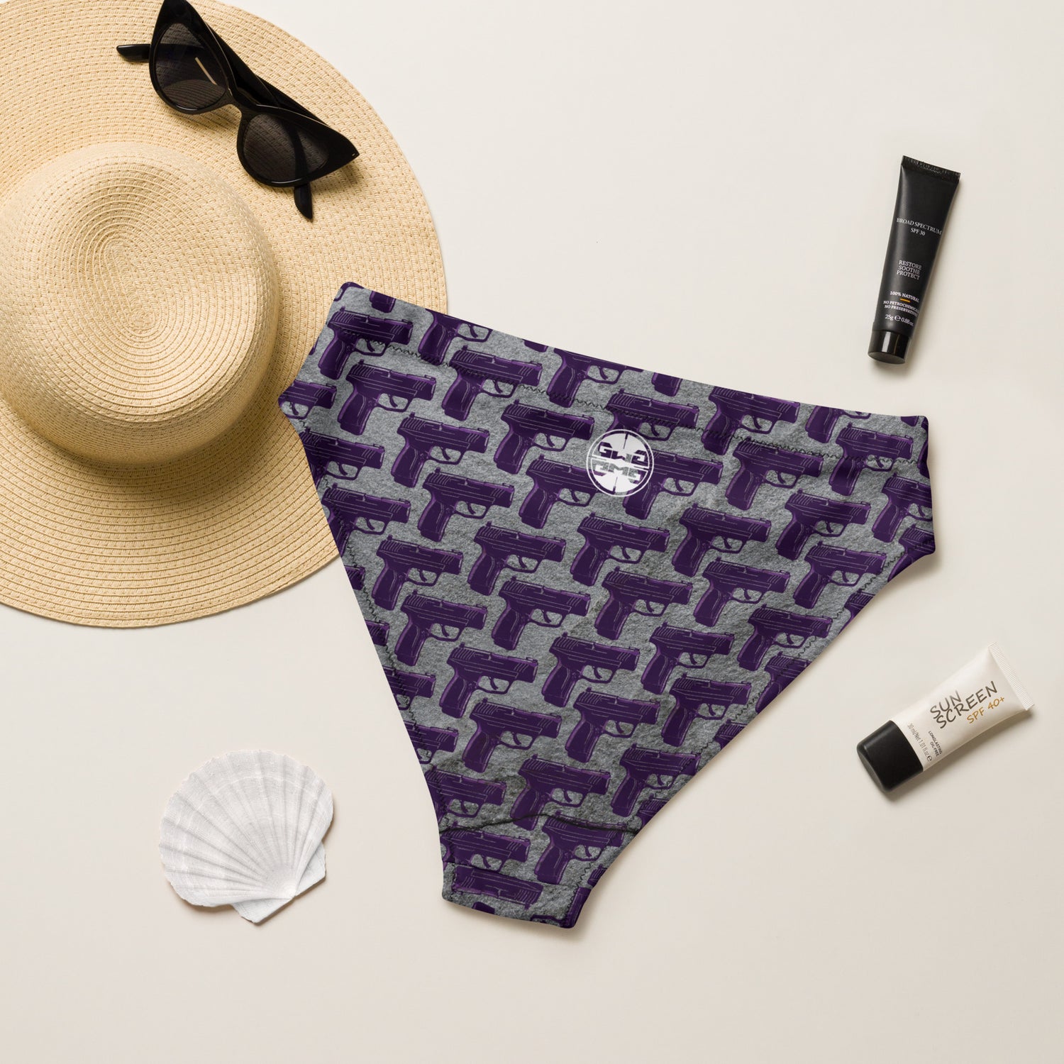 Purple Haze Pistol Palooza High-Waisted Bikini Bottom