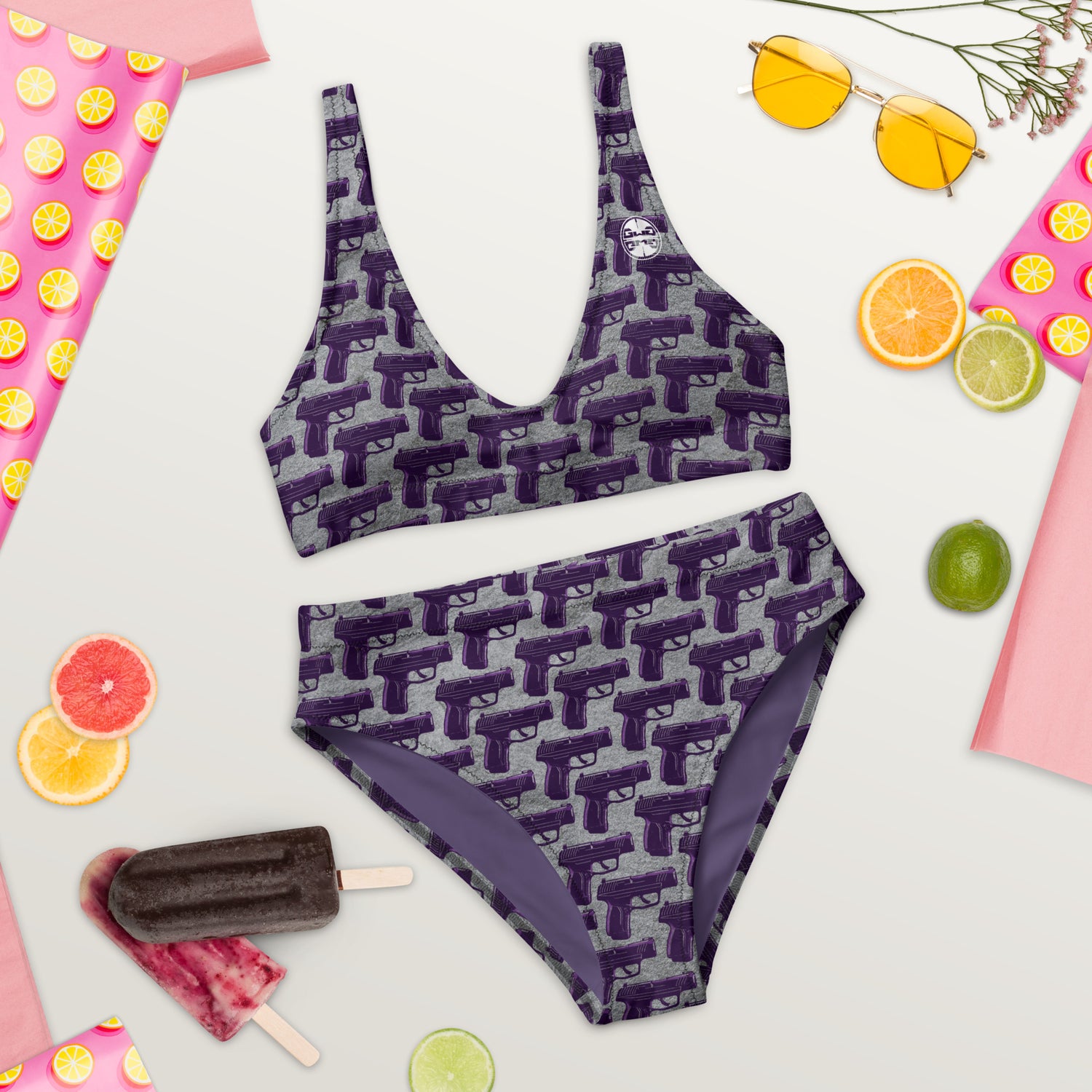 Purple Haze Pistol Palooza High-Waisted Bikini Set