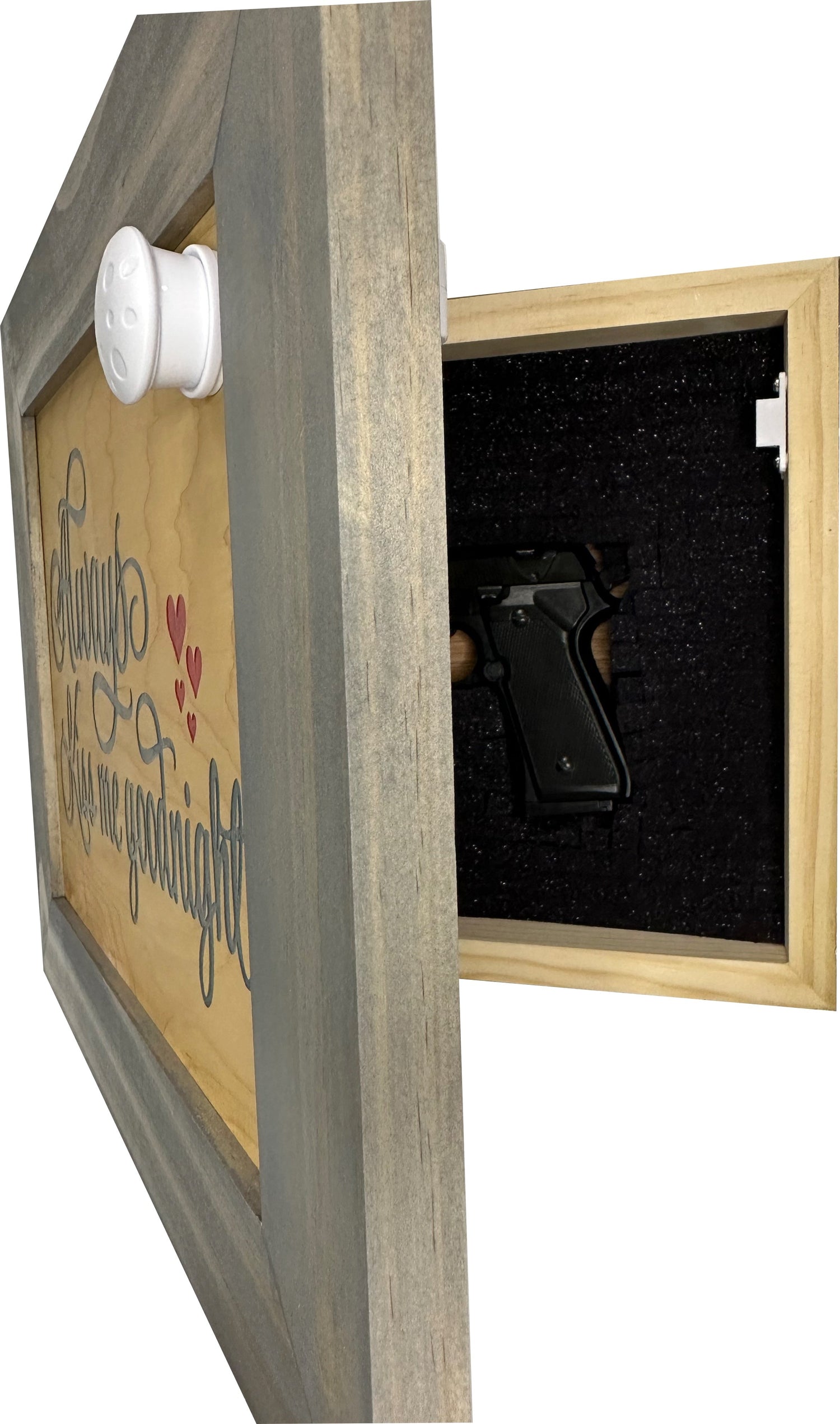 Always Kiss Me Goodnight Hidden Gun Cabinet Wall Decor Concealed Furniture Concealment Shelf