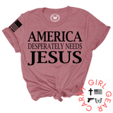AMERICA DESPERATLEY NEEDS JESUS Tee