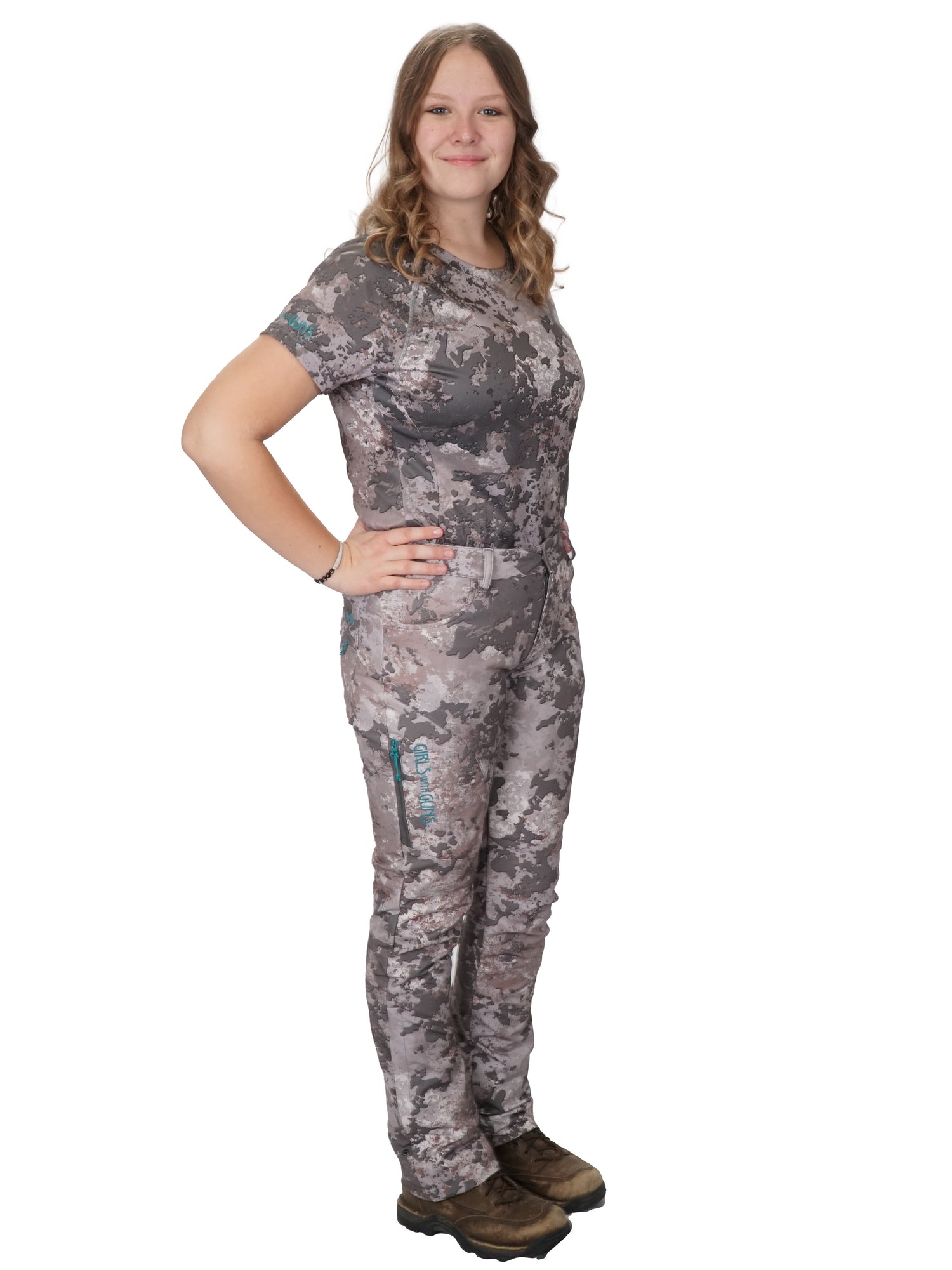 Aoraki Gen 2 Hunting Pants and Artemis Short Sleeve Performance Tee for Women by Girls with Guns