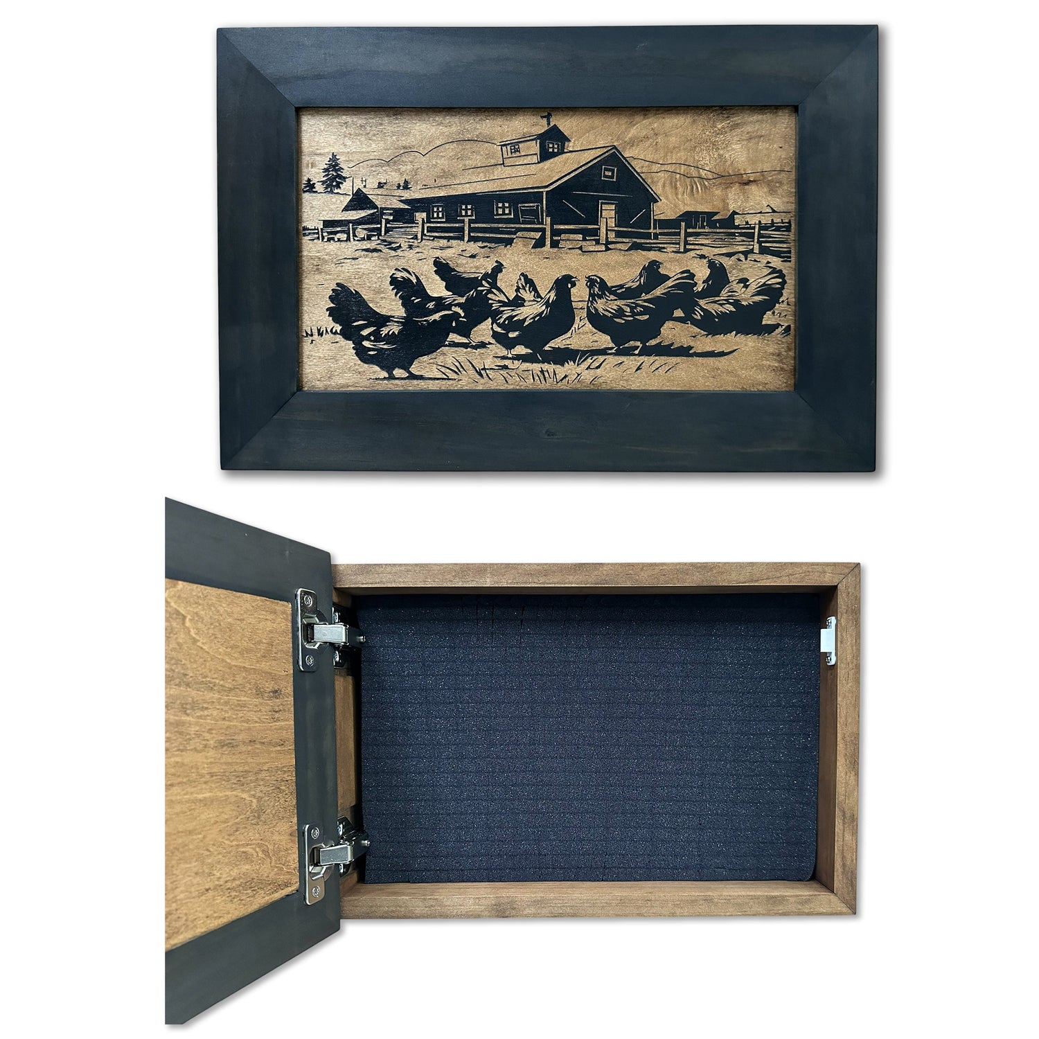 Chicken Farm Hidden Gun Safe - Handcrafted Gun Concealment Decor - Hidden Gun Shelf with Magnetic Lock for Quick Access - Hidden Wall Safe for Secure Storage - Made in USA