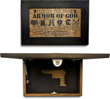 Hidden Gun Cabinet Put On The Full Armor Of God, Secure Concealed Ephesians 6:10 Gun Safe by Bellewood Designs