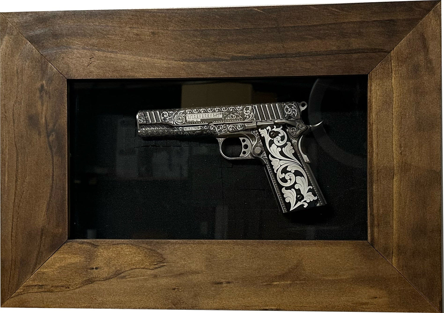 Wall Mounted Pistol Display Case - Handcrafted Gun Cabinet with Magnetic Lock for Secure Storage - Quick Access Gun Display Case with Mount & Customizable Foam Inserts - Made in USA