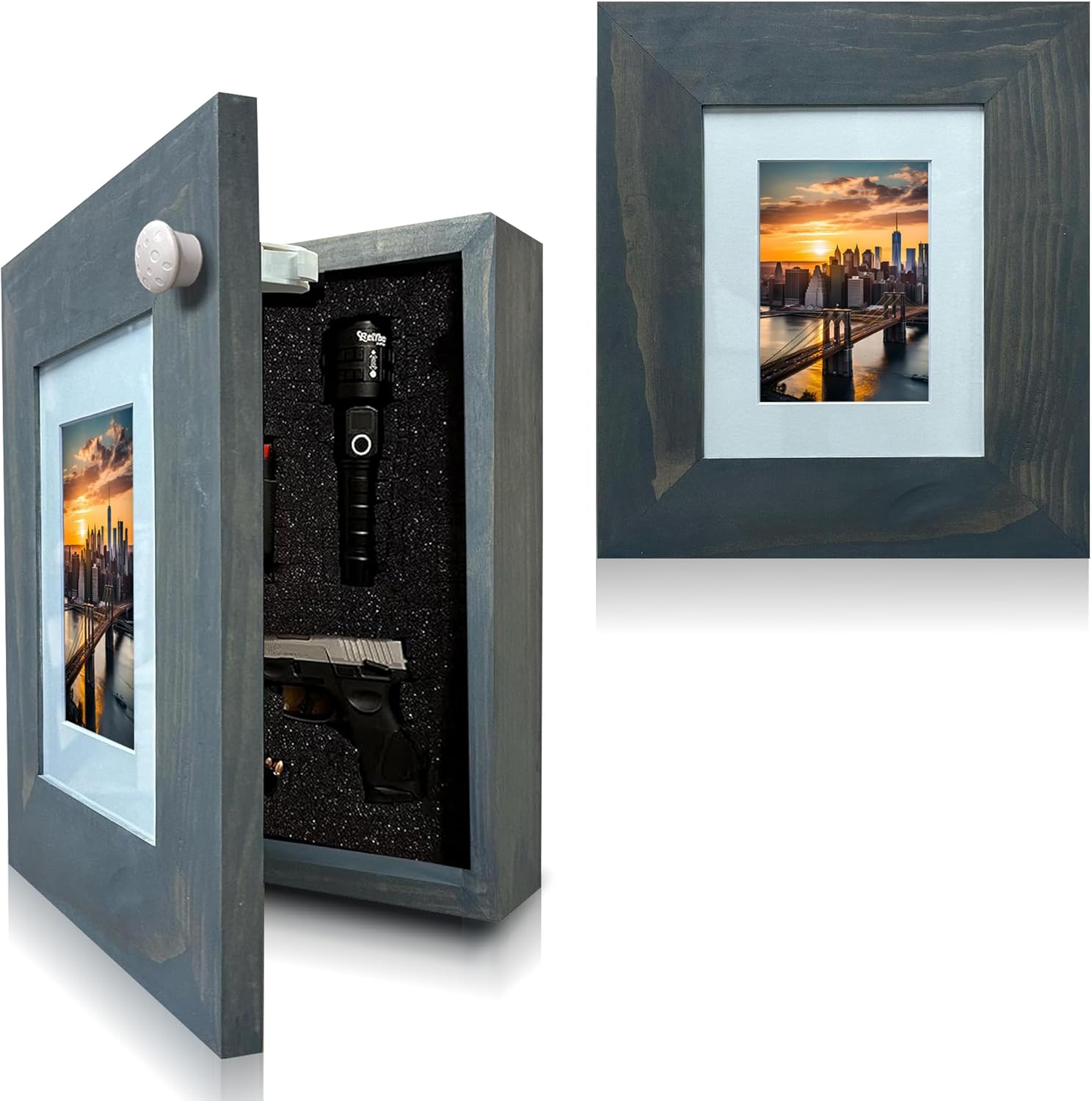 Hidden Gun Safe Picture Frame - Handcrafted Gun Concealment Furniture - Quick Access Picture Frame Safe with Magnetic Lock for Discreet & Secure Gun Storage
