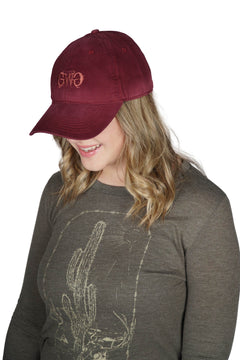 GWG Logos Hat in Burgundy - side view by Girls with Guns