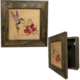 Decorative Wooden Gun Safe with Hummingbird and Hibiscus