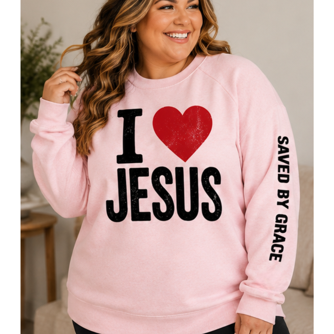 I ❤️ JESUS - Saved By Grace Sweatshirt