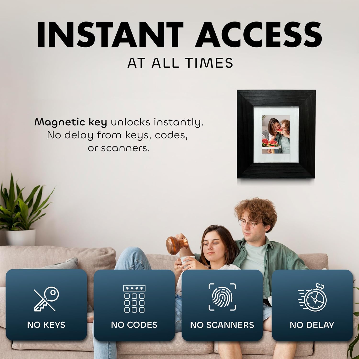 Hidden Gun Safe Picture Frame - Handcrafted Gun Concealment Furniture - Quick Access Picture Frame Safe with Magnetic Lock for Discreet & Secure Gun Storage