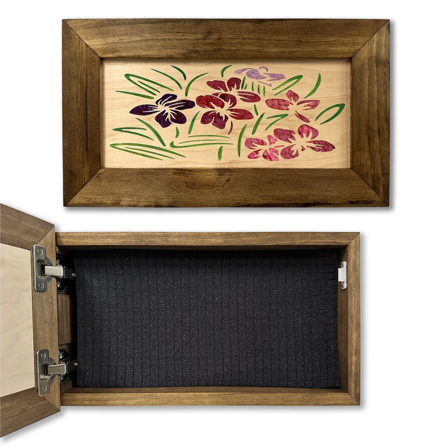 Just Flowers Hidden Gun Storage Wall Decor - Handcrafted Gun Concealment Furniture - Quick Access Handgun Safe with Magnetic Lock - Secure Hidden Wall Safe - USA Made