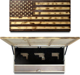 Large American Flag Gun Safe - Quick Access Hidden Gun Safe for Rifles, Shotguns, & Handguns - Gun Concealment Furniture with Magnetic Lock - Gun Self Hidden Storage (Red Mahogany)