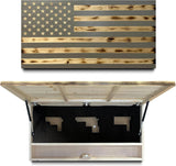 Large American Flag Gun Safe - Quick Access Hidden Gun Safe for Rifles, Shotguns, & Handguns - Gun Concealment Furniture with Magnetic Lock - Gun Self Hidden Storage (Gray)