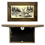 Deer Stream Buck Mountains Gun Concealment Furniture - Handcrafted Hidden Gun Storage Wall Decor - Hidden Safe Furniture with Magnetic Lock for Quick Access & Storage