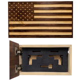 Carved American Flag Decorative Wall-Mounted Secure Gun Cabinet