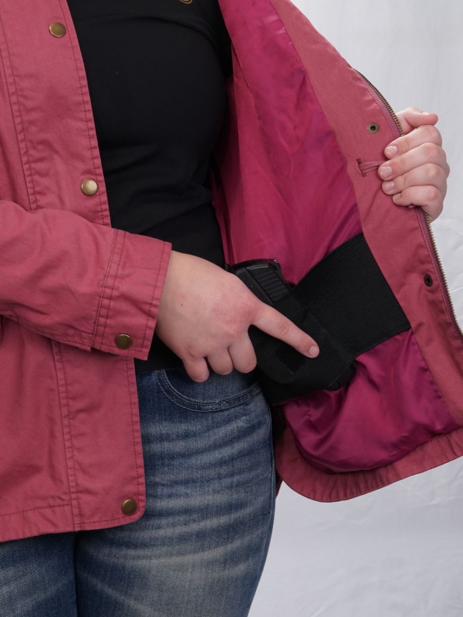 Secret Sadie Concealed Carry Jacket - Right Hand Holster showing with Ruger Pistol