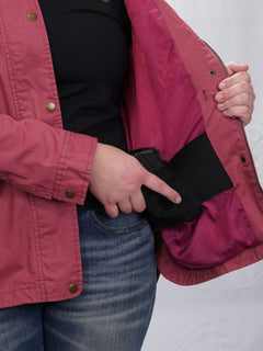 Secret Sadie Concealed Carry Jacket - Right Hand Holster showing with Ruger Pistol