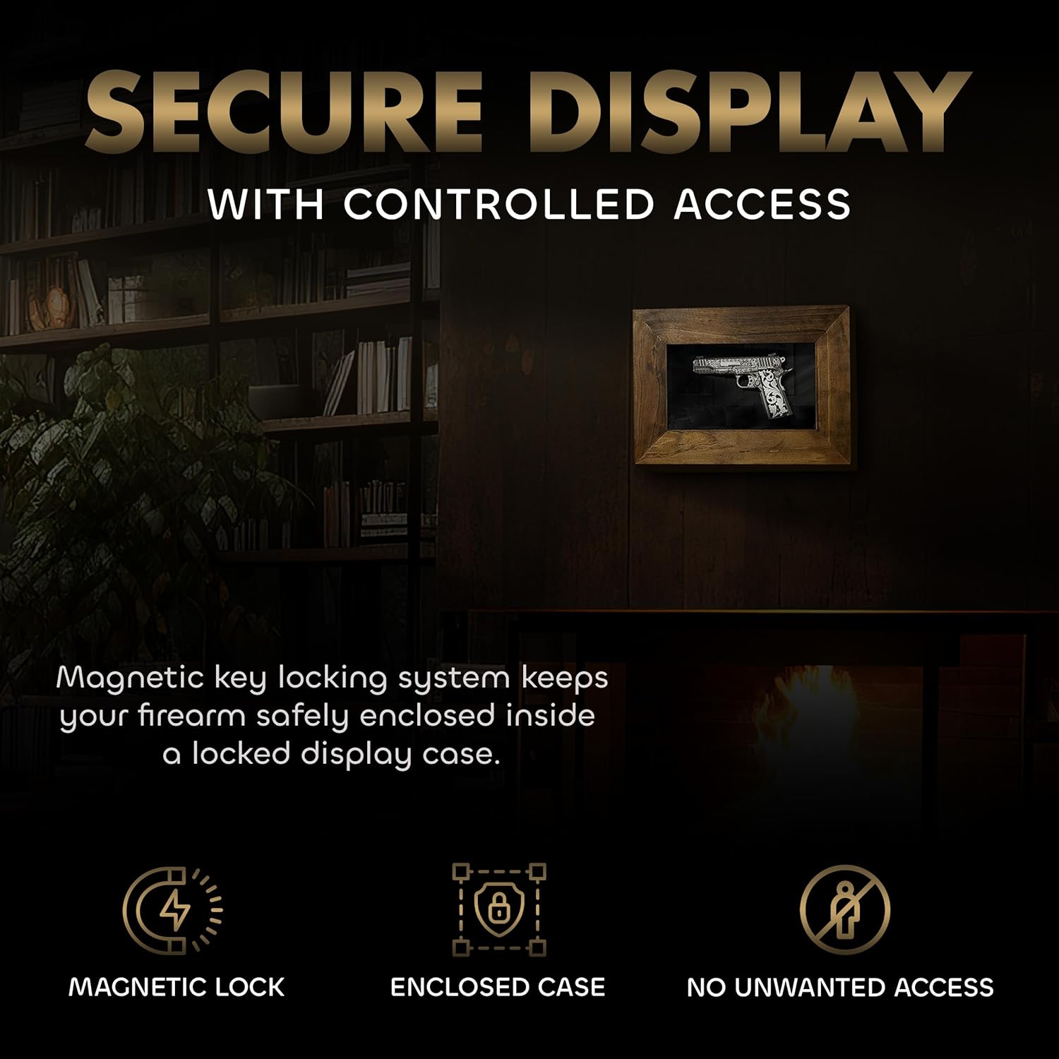Wall Mounted Pistol Display Case - Handcrafted Gun Cabinet with Magnetic Lock for Secure Storage - Quick Access Gun Display Case with Mount & Customizable Foam Inserts - Made in USA