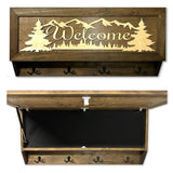 Mountain Scene Welcome Concealment Decor - Handcrafted Wooden Gun Cabinets - Gun Shelf Hidden Storage for Rifles, Shotguns, & Handguns - Quick Access Hidden Wall Safe