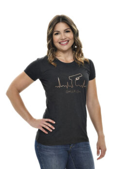 Gunbeat Tee by Girls with Guns in Charcoal