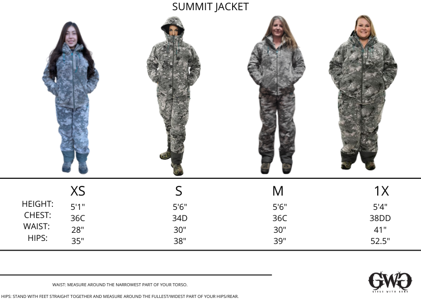 Summit Jacket Size Chart by Girls with Guns